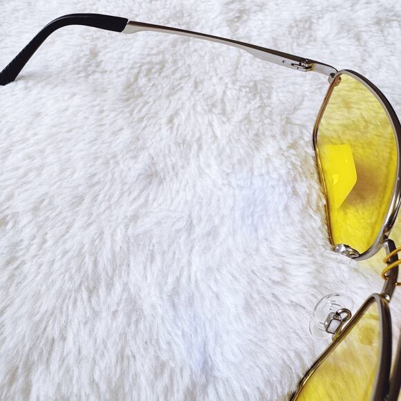 Orielle Clear Yellow w/ Silver Rim Aviator Sunglasses - Picture 7 of 15